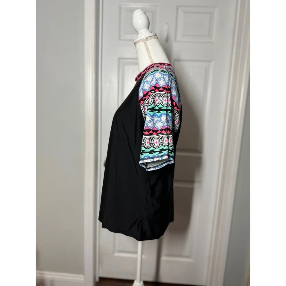 Old Navy XXL Swim‎ Rashguard Top Bundle – Turquoise & Black Mixed Print